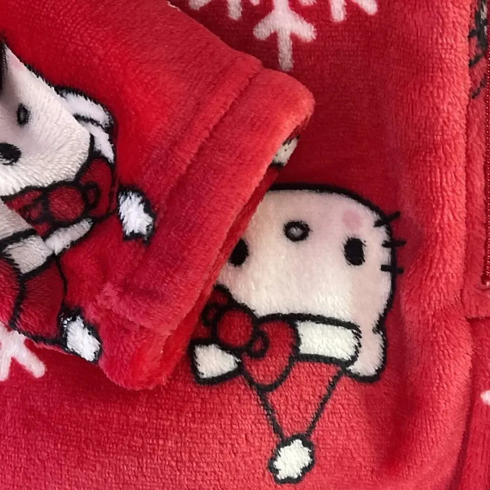 Hello Kitty Christmas Pajamas Hooded One Piece Red Jumpsuit Small S 2023 Sanrio